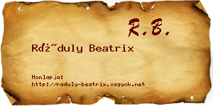 Ráduly Beatrix névjegykártya